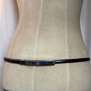 Banana Republic Dark Brown Leather Belt with Silver Detail